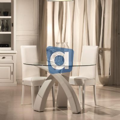 Tavolo Petalo con gambe in similpelle