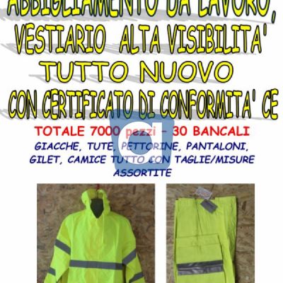 Vendita stock abbigliamento da lavoro e alta visibilità 7000pz