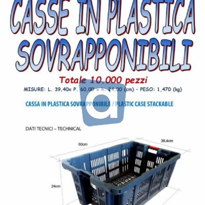 Nuova vendita fallimentare di casse in plastica sovrapponibili