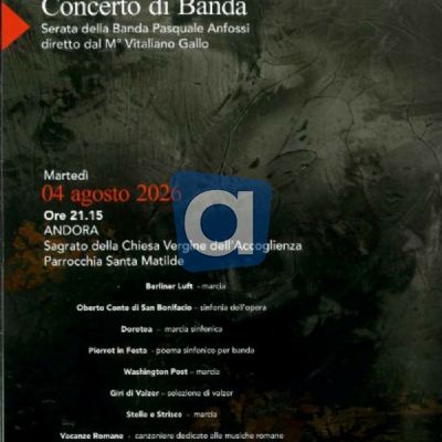 Banda P Anfossi Concerto Andora SV 2026 dirige il M Vitaliano Gallo